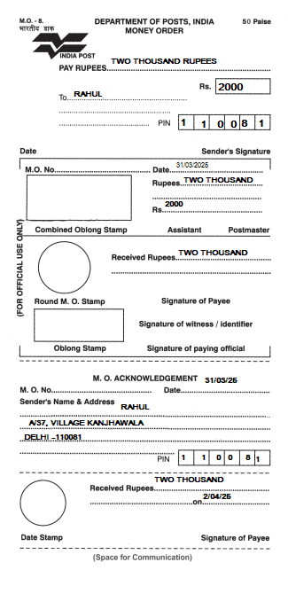 Ch-1 A letter to god The filled form is shown below: