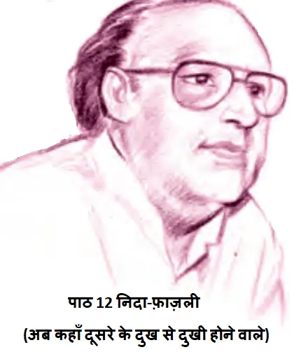 पाठ 12 निदा-फ़ाज़ली (अब कहाँ दूसरे के दुख से दुखी होने वाले)